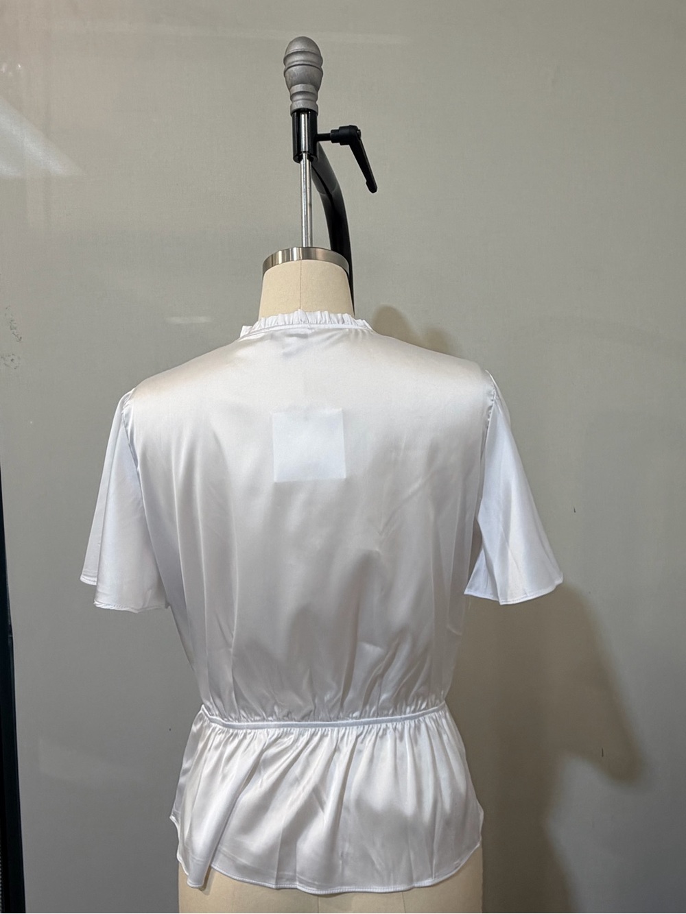 White Short-Sleeve Ruffled Blouse - Picture 4 of 4